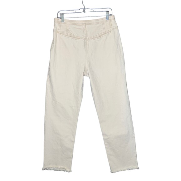 Free People We The Free High Rise Straight Leg Jeans 28 Cream White Frayed Hem - Picture 3 of 8